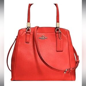 COACH Minetta Red Crossgrain Leather Crossbody/Satchel